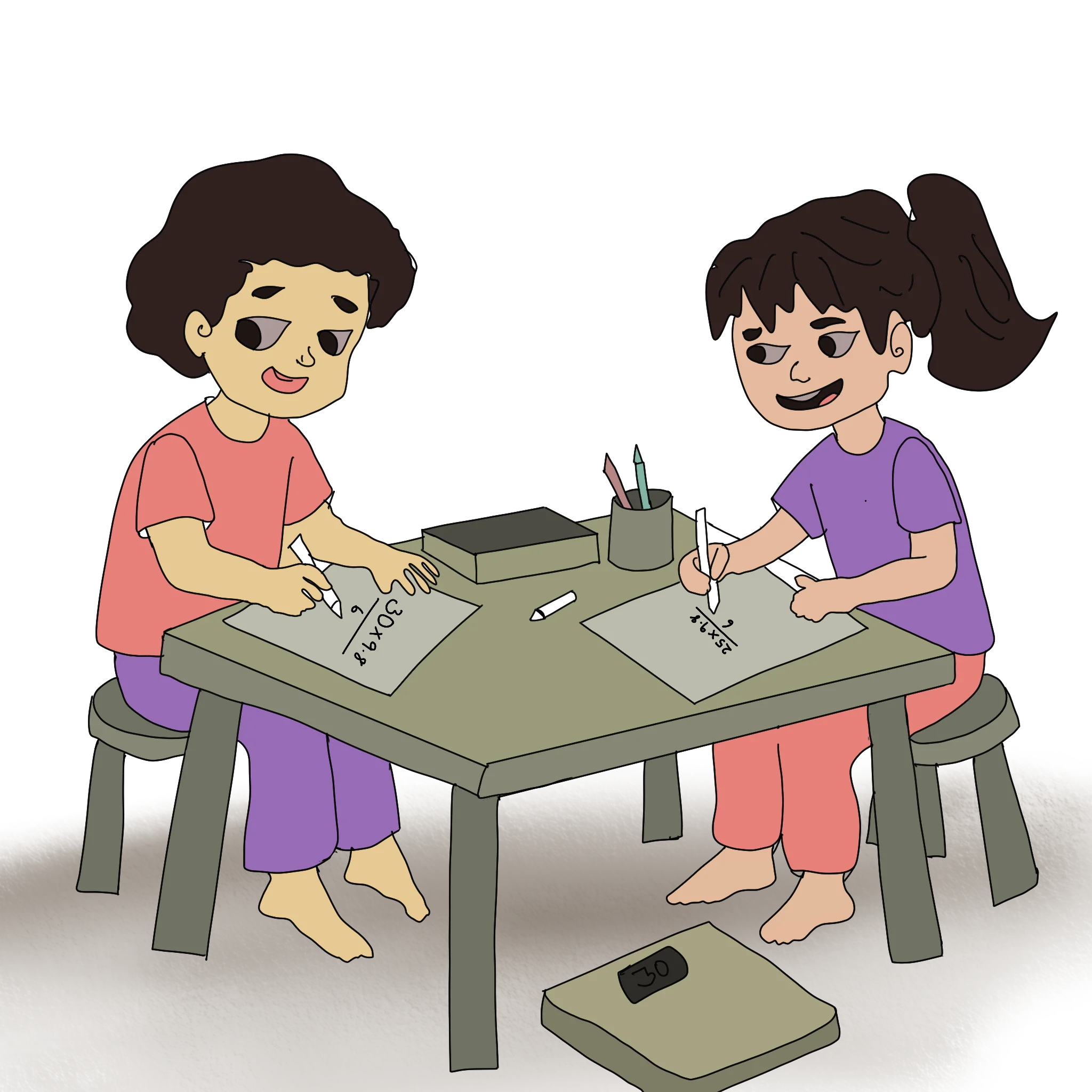 Solve puzzles at table