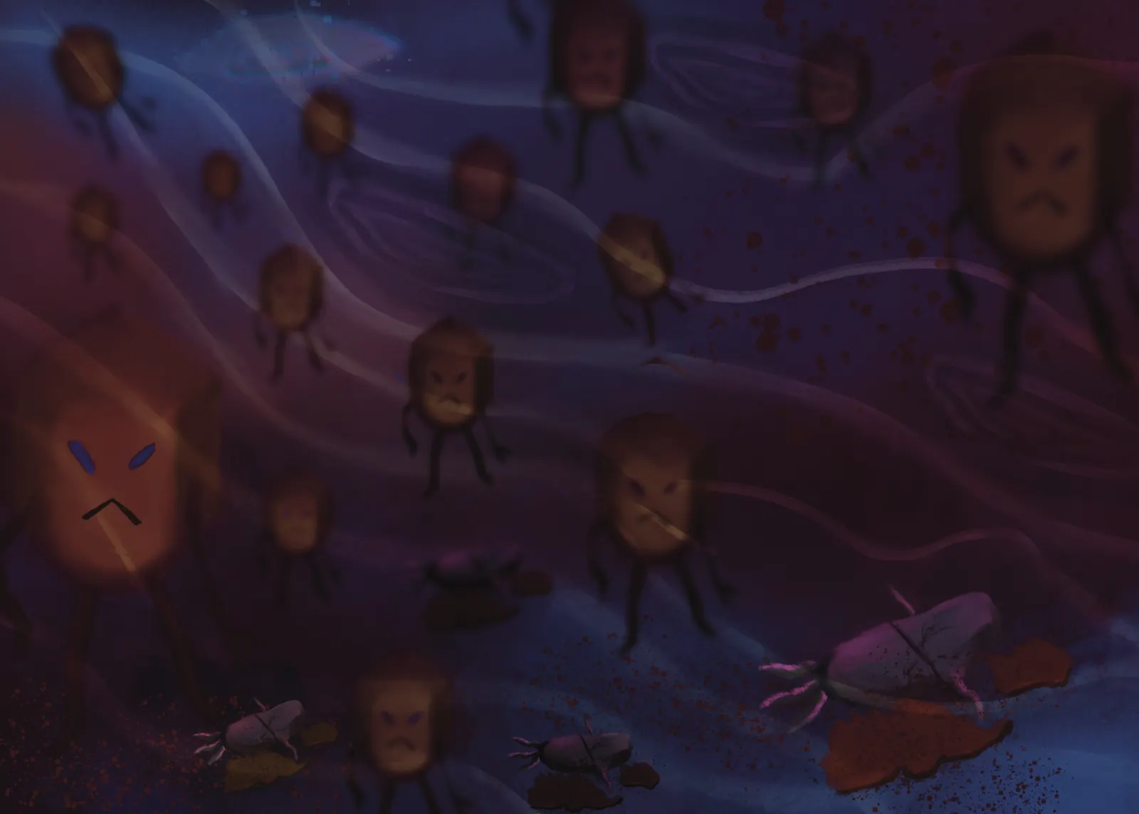Alien Zombies — a hand-painted spread from The Story Of Evolution Of Life