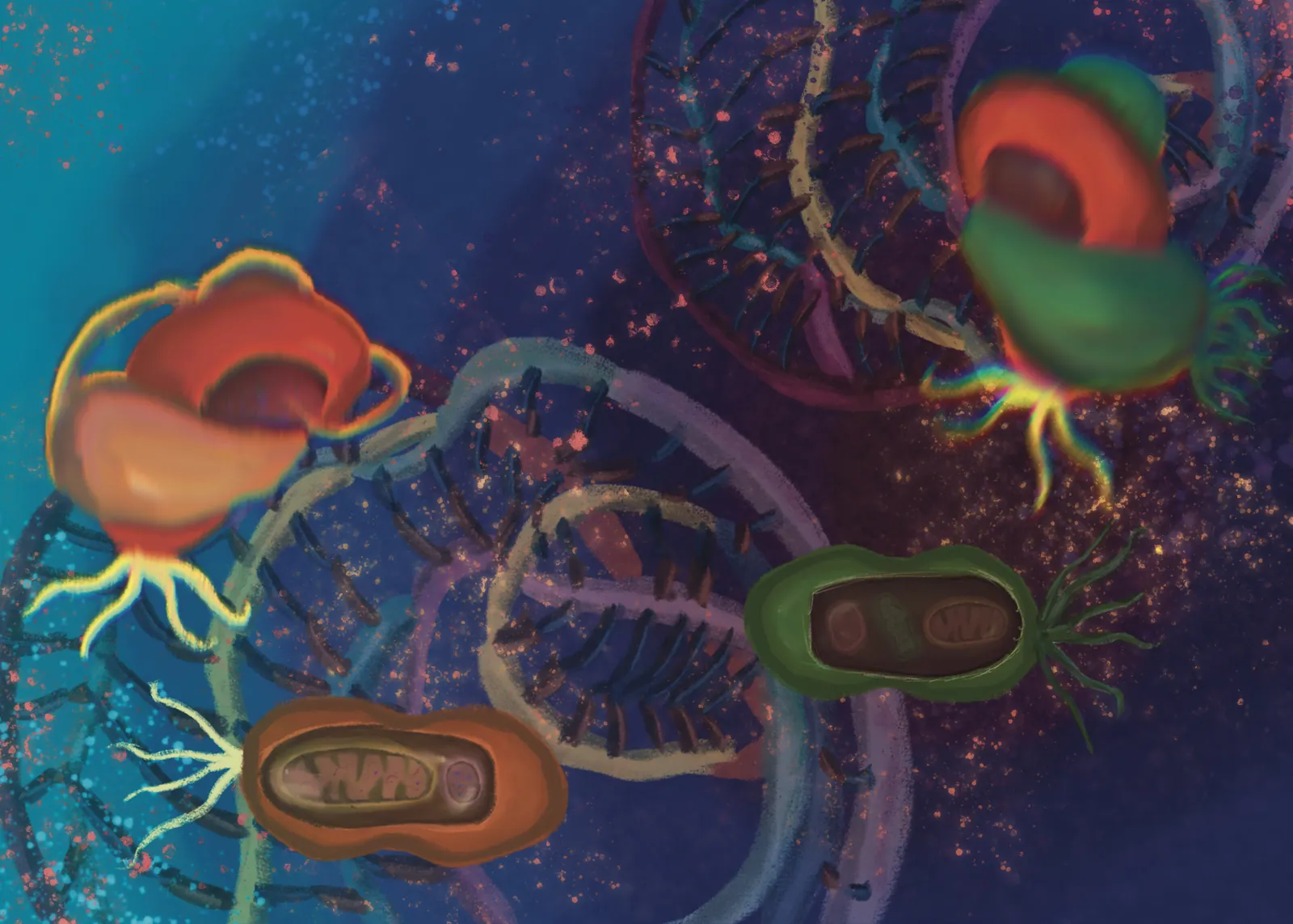 The Great Alliances — a hand-painted spread from The Story Of Evolution Of Life