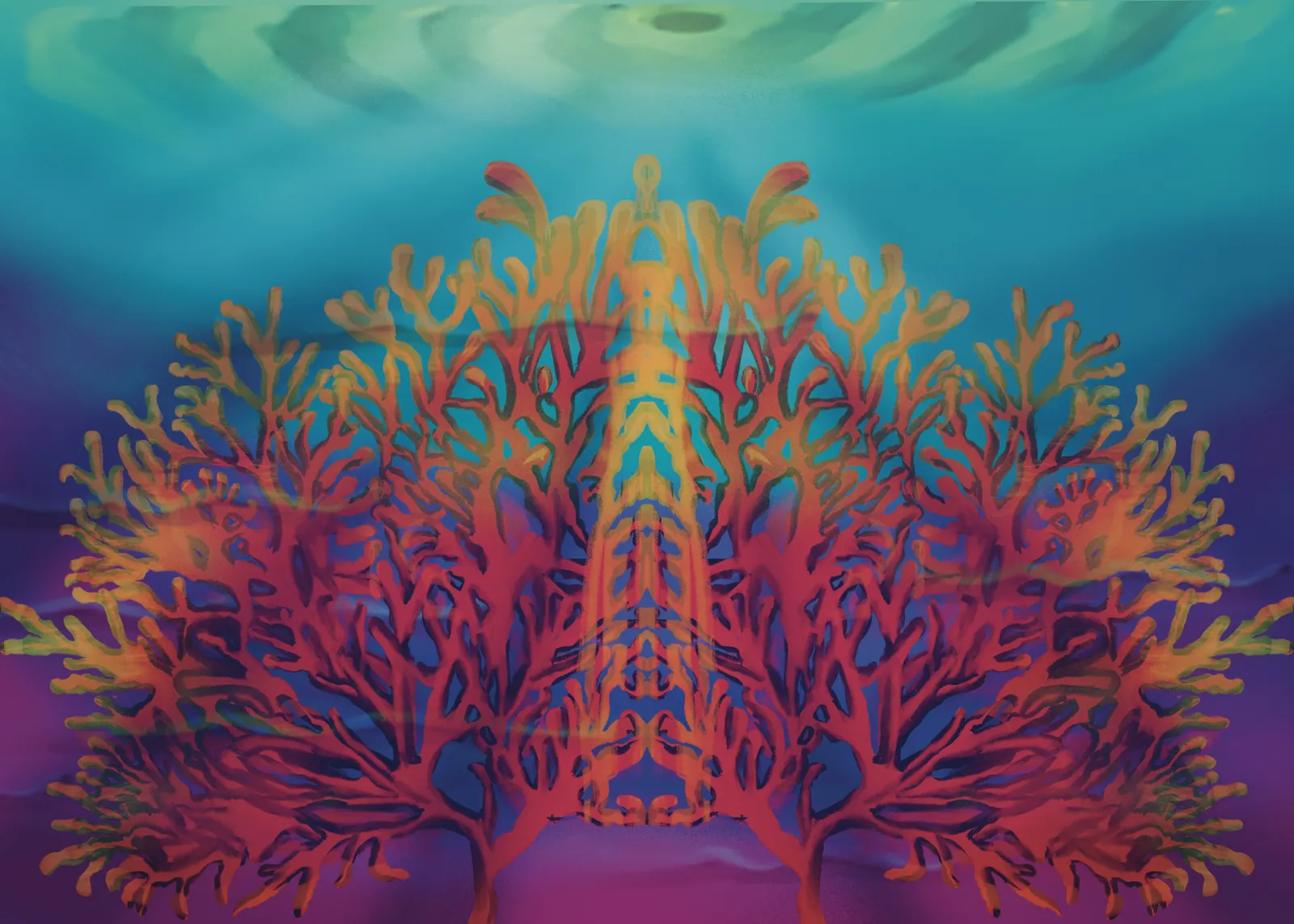 Multicellularity And The First Plant — a hand-painted spread from The Story Of Evolution Of Life