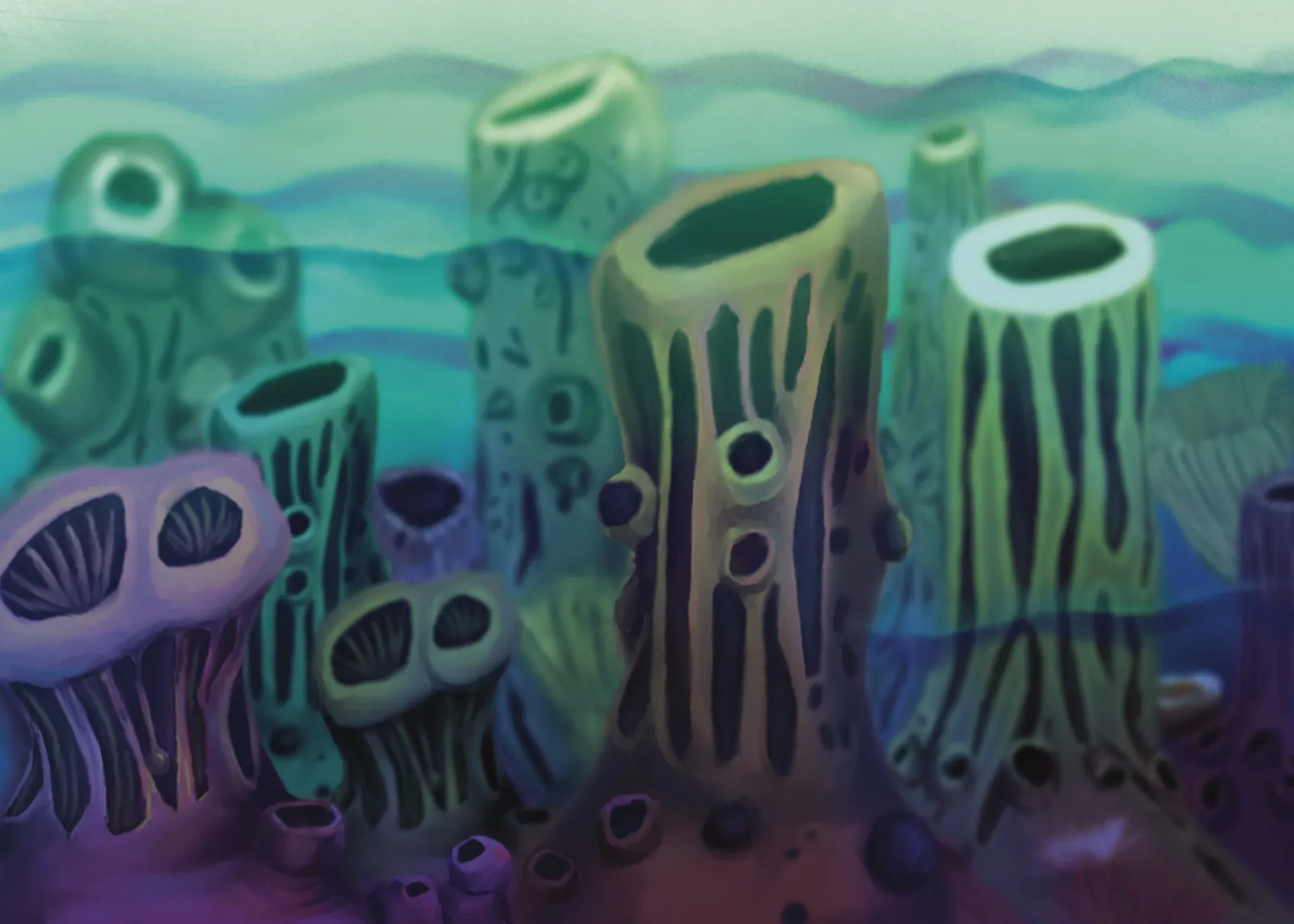 First Ever Animal — a hand-painted spread from The Story Of Evolution Of Life