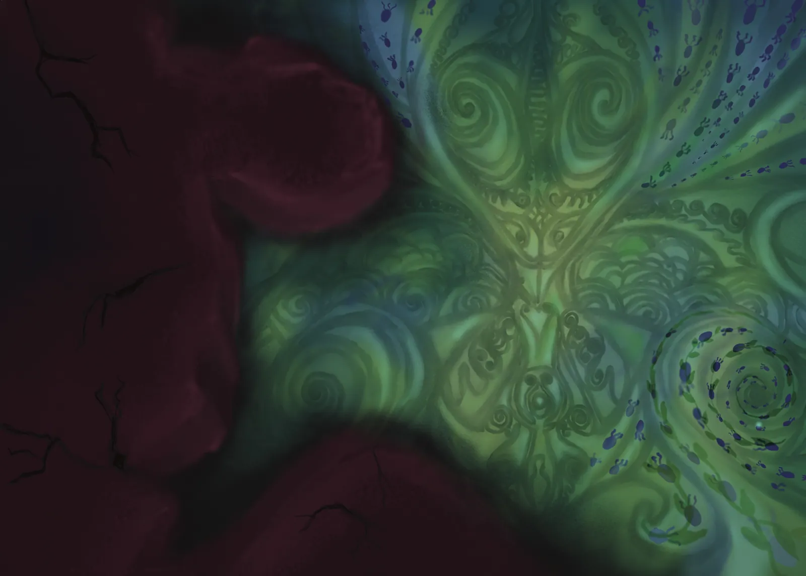 The Green Algae — a hand-painted spread from The Story Of Evolution Of Life