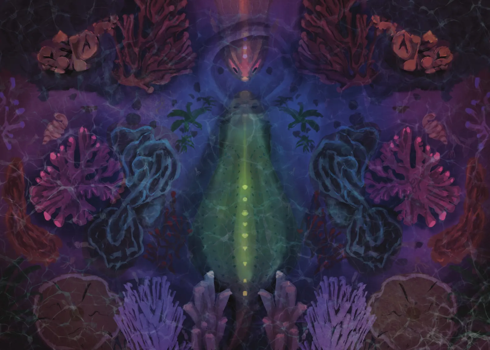 Symmetry Was Born — a hand-painted spread from The Story Of Evolution Of Life