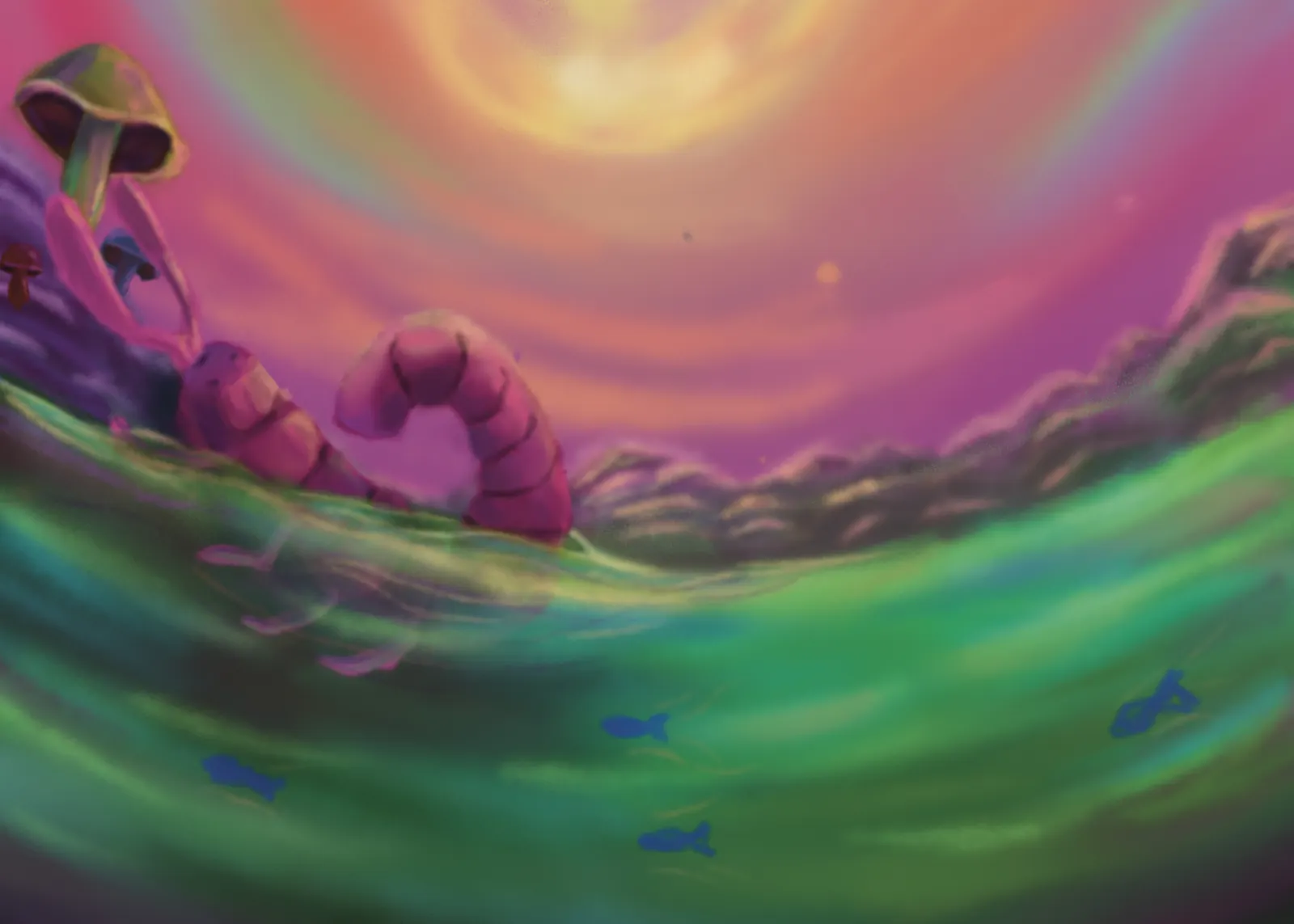 Euthycarcinoids — a hand-painted spread from The Story Of Evolution Of Life