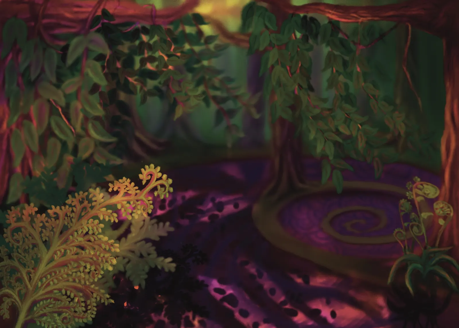 Ferns And Fractals — a hand-painted spread from The Story Of Evolution Of Life