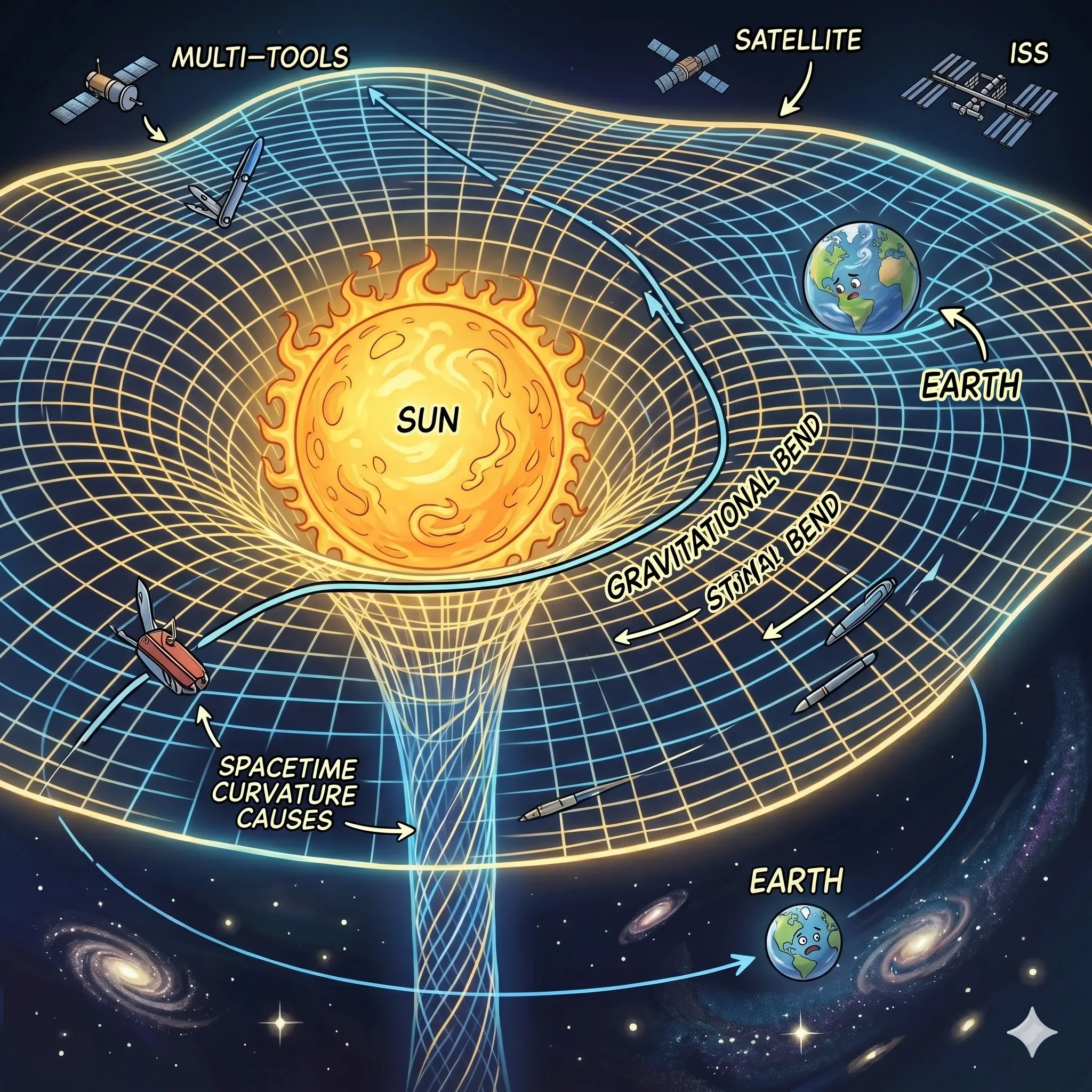 Everything pulls everything — spacetime curvature